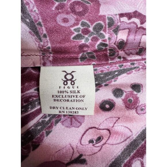 Figue NWT Pink Paisley Floral Satin Slip Dres s Sz Medium Spaghetti Strap - Picture 11 of 11